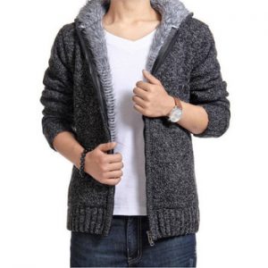 Autumn Winter Men's Thick Sweatercoat Collar Zipper Sweater Coat Outerwear Winter Fleece Cashmere Liner SweatersTurn-down Collar