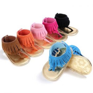 New 2019 Baby Infant Girl Sandals PU Leather Bling Fringe Flat Soft Anti-Slip Sole Light Weight Toddler Crib Shoes Newborn Girl