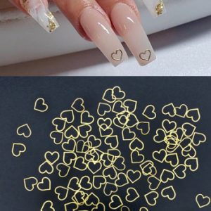 100pcs Gold/Silver Metal Heart Nail Decal Cute Rivet 3D Nail Art Decoration Rhinestone Accessories For Valentine's Day 2021 hot