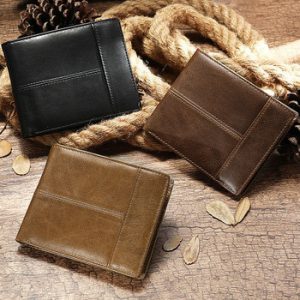 New Men's Wallet Genuine Leather Purse Holder Business Anti-Theft Credit Card Rfid Short Wallet Male Slim Coin Purse Money Bag