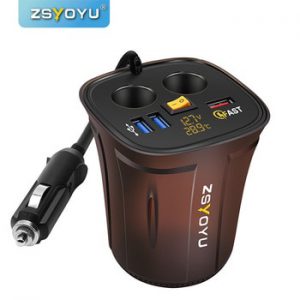 Cup Holder Cigarette Lighter Voltmeter 12V USB Socket Charger Display Temperature 12V Charger Voltage QC3.0 USB Car Fast Charger