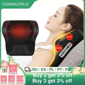 Ogamacrius 3 in 1 Newest  Massage Pillow Neck  Waist Shoulder Black  Electric Healthy Home Full Body Shiatsu Massager