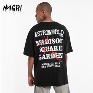 NAGRI Oversize Men T Shirt Hip-Hop Travis Scotts ASTROWORLD Letter Print Short Sleeve Funny Punk Fashion Loose Tees Cotton