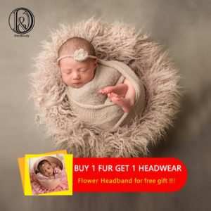 D&J Newborn Photography Props Soft Baby Fur Blankets Faux Fur Background Blankets Cute Infant Kids Fotografia De Baby Fotografia