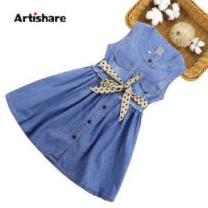 Summer Dress For Girls Sleeveless Denim Dress Girl Big Girls Party Dress Kids Summer Clothes For Kids Girl 6 8 10 12 13 14 Year