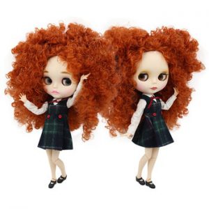 ICY DBS Blyth Doll 30cm bjd toy 1/6 brown hair joint body white skin matte face afro hair nude doll