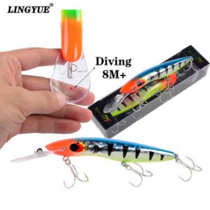 LINGYUE Big Minnow 16cm Fishing Lures 26g Deep Diving 8M+ Hard Crankabits Wobblers Quality Hooks Fishing Tackle With Retail Box