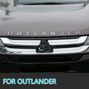 For Mitsubishi Outlander Chrome Car 3D Letters Hood Emblem Logo Badge  Car Stickers Styling Car Accessories Wording 3D Letter