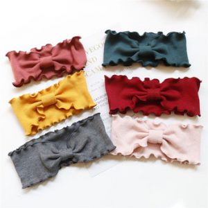 Sweet Baby Girls Headbands Wavy Side Hair Band Knitted Bow Head Band Elastic Turban Kids Headwrap Newborn Baby Hair Accessories