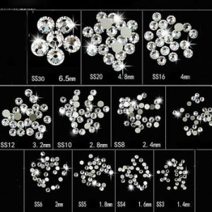 YanRuo 3d Nail Art Decorations 2000NOHF Mix Crystal Clear Shinning Designs No hotfix Flatback Nail Rhinestones Glass Stone