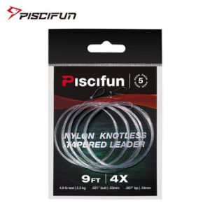 Piscifun 5/6 Pieces Nylon Clear Fly Fishing Tapered Leader With Loop 7.5FT 9FT 12FT 0/1/2/3/4/5/6/7X  Fly Fishing Line Leader