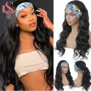 LS HAIR Body Wave Headband Wig Human Hair Easy Half Wig Brazilian Remy Hair Headband Wig Natural Hair Machine Wig