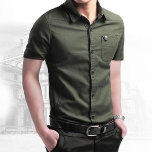 2021 New Summer 100% Cotton Shirts for Men New Breathable Military Men Shirts Short Sleeve Slim Men's Shirts Men Brand Clothing