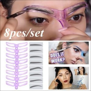 8PCS Eyebrow Shaper Makeup Template Eyebrow Grooming Shaping Stencil Kit DIY Eyebrow Template Reusable 8 in1 Eyebrow Shaping