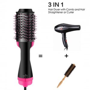 1000W One Step Hair Dryer & Volumizer Hot Air Brush Styler Negative Ion Generator Hair Straightener Curler for Woman