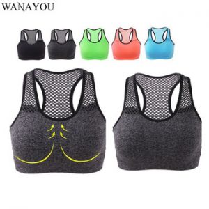 WANAYOU Breathable Sports Bra Women High Stretch Wire Free Padded Sports Top Seamless Fitness Vest Absorb Sweat Running Yoga Bra