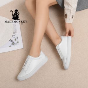 Genuine Leather Women Flats Casual White Shoes 2021 Spring Autumn Outdoor Soft Comfortable Lace Up Sneakers Zapatos De Mujer