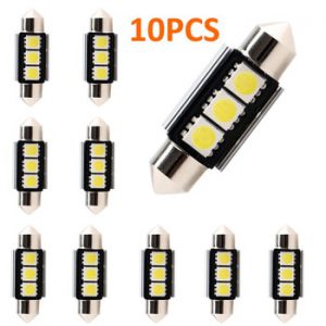 10pcs Dome Festoon Car Light CANBUS Error Free C5W 12V LED Lamp Auto Bulb Interior Light 36mm 39mm 41mm 3SMD 5050 LED White