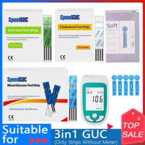 Cholesterol Test Strips&Uric acid Test Strips&Blood glucose Test strips for 3 in1 Multi-Function Diabetes Gout Device&Lancets