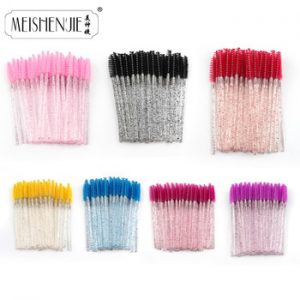 Good Quality Disposable wholesale 250/500/1000 Pcs Crystal Makeup Brushes Diamond Handle Mascara Wands Eyelash Extension Tools