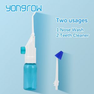 Yongrow medical 2pcs Nozzles Portable Nose Cleaner Nasal Irrigators System Oral Irrigator Pressure Jet Flosser Two usage