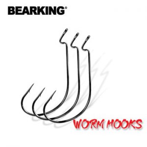 BEARKING 50pcs per Set Fishing Soft Worm Hooks High Carbon Steel Wide Super Lock Fishhooks  Soft Lure jerk Hooks bait Tackle