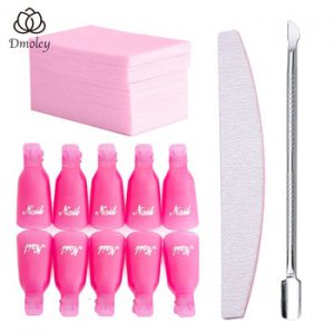 Dmoley Plastic Nail Art Soak Off Cap Clips Set UV Gel Polish Remover Wrap Tool Kit for Removal of Varnish Manicure Tools