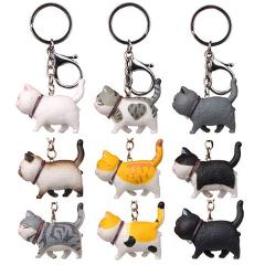 Fashion Cute Cartoon Cat Pendant Key Rings Kitten Cat Key Chain Shake Head Car Bag Keychains Creative Car  Gift