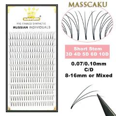 MASSCAKU Lashes Premade Wide Fans 3d/4d/5d/6d/10d/20d Short Stem Russian Volume Professional Eyelash Extensions Faux Mink