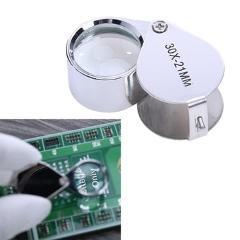 30X  Retractable  Jewelers Magnifier 21mm Magnifying Illuminated Jeweler Loupe Folding Magnifier With Exquisite Box