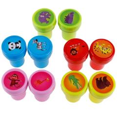 10 Pcs/Set Round Kids Stamp Kids Birthday Party Favors Multicolor Fun DIY Scrapbook Cartoon Rubber Stamps Scrapbooking Toy