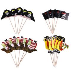 20pcs Food-Grade Pirate Theme Cake Picks Ornamnets Unique Design Cake Insert Card For Party Birthday Party Decoration