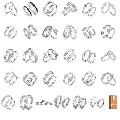 2Pcs/set Men Women Couples Rings Wedding Party Crystal Letters Cuff Ring Love Matching Jewelry