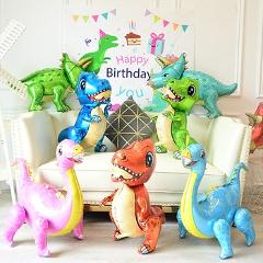 Large 4D Walking Dinosaur Foil Balloons Jungle Animal Boys Birthday Party Decors Jurassic  Standind Dragon Kids Toys Air Globos