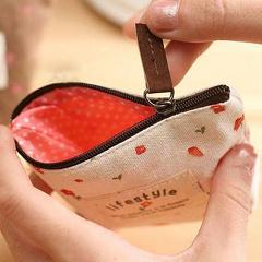 FangNymph Mini Floral Canvas Coin Cases Keys Bags Card Change Purse Zip Wallets