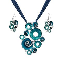 MINHIN Dark Blue Charming Jewelry Set For Women Special Design Pretty Wedding Jewelry Multi Layers Short Rope Necklace