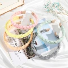 Haimeikang Mesh Braided Headband Cross Twist Headwear Fashion Girls Non-Slip Hair Bands Women Solid Color Bezel Hair Accessories