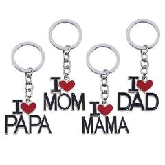 I Love Mom/Dad/Mama/Papa Letters Pendant Keychain Father's/Mother's Day Jewelry Gift Key Chain Trinket