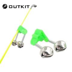 OUTKIT 5pcs/lot Fishing Bite Alarms Fishing Rod Bell Rod Clamp Tip Clip Bells Ring Green ABS Fishing Accessory Outdoor Metal