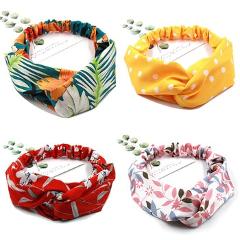 Women Bohe Hair Bands Print Elastic Headbands Vintage Cross Turban Wrap Bandage Bandanas Plaid Knot HairBands Hair Accessories