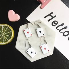 Women Funny Playing Card Drop Earrings Interesting Personlized Ear Hook Teenages Christmas Gifts Jewelry Eardrop Fashion Earring