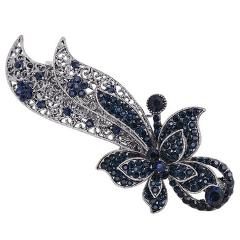 Blue Peacock Hairpins Rhinestone Crystal Flower Leaf Hair Clip Barrettes Vintage Hair Accessories Jewelry For Women Girls