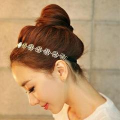 New Fashion Lovely Metallic Women Hollow Rose Flower Elastic Hair Head Band Headband Headwear Accessories