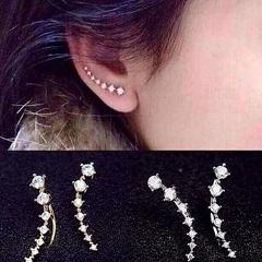 Women's Fashion Earrings Line Rhinestones Zircon Earrings Ear Hook Clip Stud Jewelry Gold Sliver aretes de mujer серьги женские