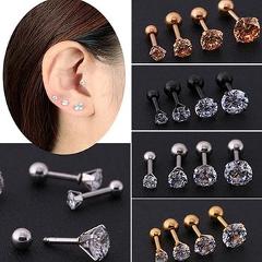 Men Women Stud Earrings Rhinestone Cartilage Tragus Bar Helix Upper Ear Earring Stud Jewelry aretes de mujer сережки женские