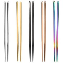 1 Pair Stainless Steel Chopsticks Non-slip Food Sticks Tableware Silver Gold Multicolor Tableware Kitchen Supplies
