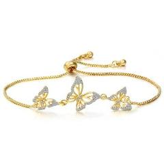 MINHIN Butterfly Charm Bracelets For Women Adjustable Link Chain Wrist Bracelet Luxury Wedding Jewelry Zircon Bracelet Femme
