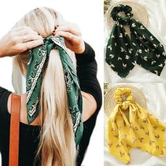 MINHIN Floral Print Scrunchies for Women Elastic Hair Bands Streamers Bow Hair Scarf Hair Rope Ties Fashion Hair Accessories