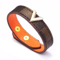 Charmsmic New Striped Leather Bracelets For Women Mens Warp Bracelets & Bangles Gold Metal Button Party Jewelry Gifts