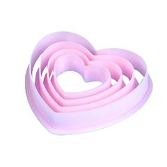 4pcs Plastic Heart Pattern Cutting Dies Mold Set Cookie Moulds Set Cake Cutters Baking Tools